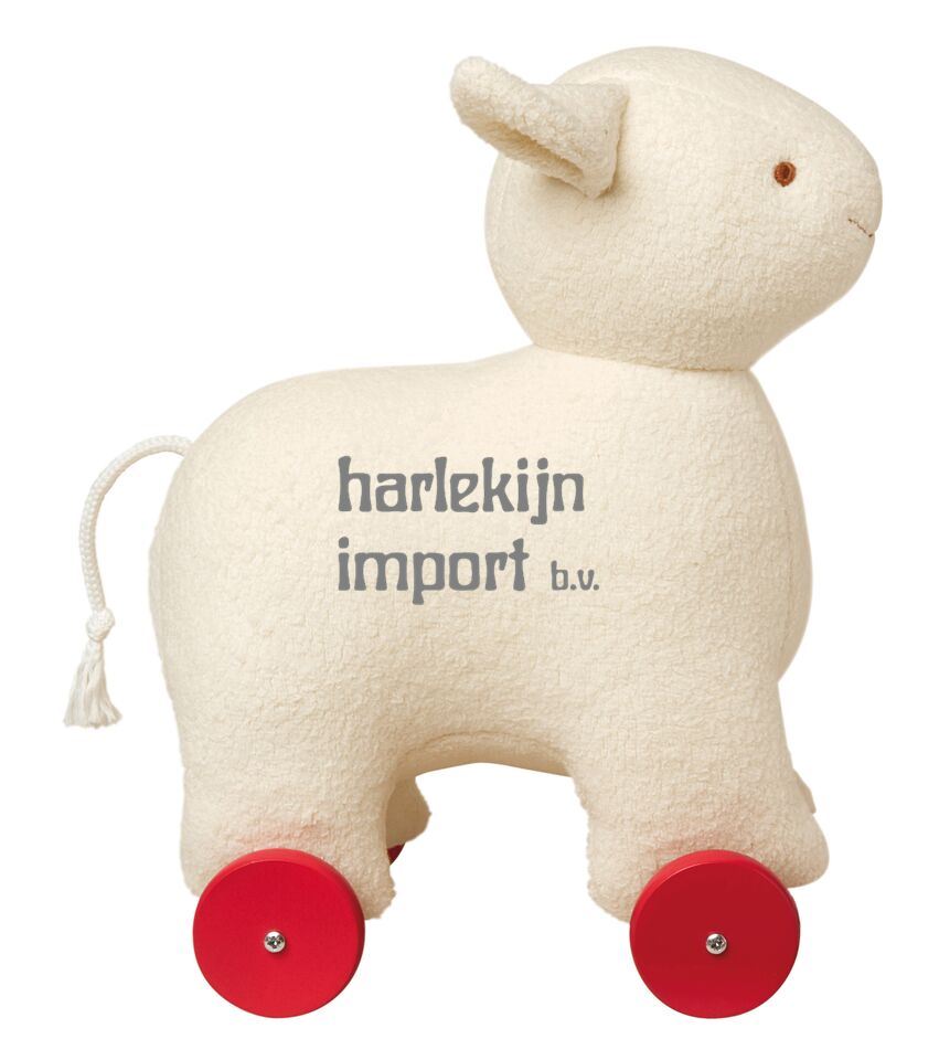 Schaap 32 cm op wieltjes