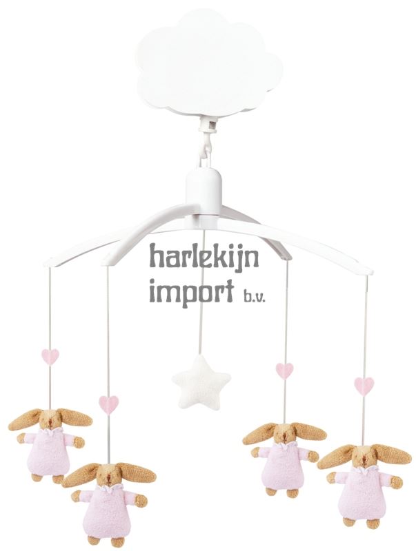 Muziekmobiel konijn roze