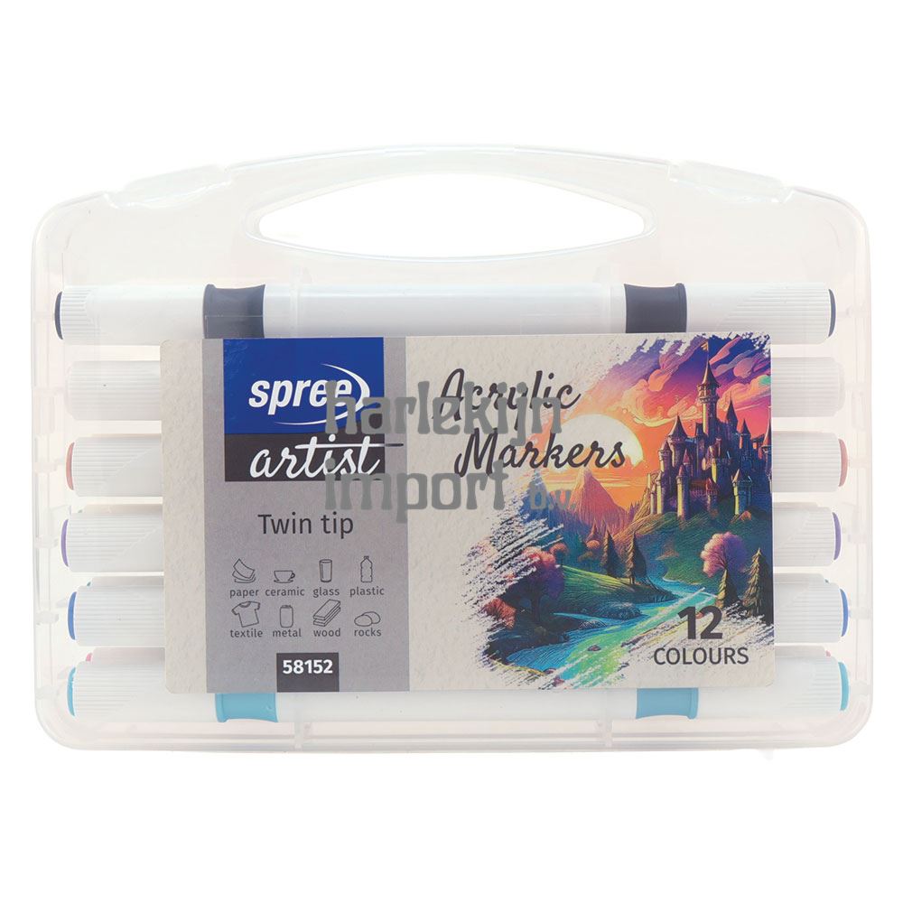 12 Acryl dubbeltopmarkers soft brush