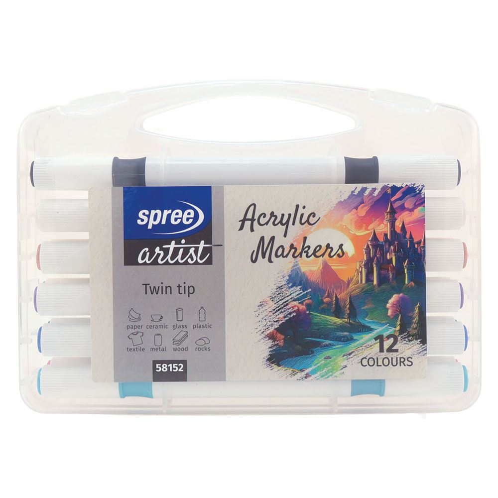 12 Acryl dubbeltopmarkers soft brush