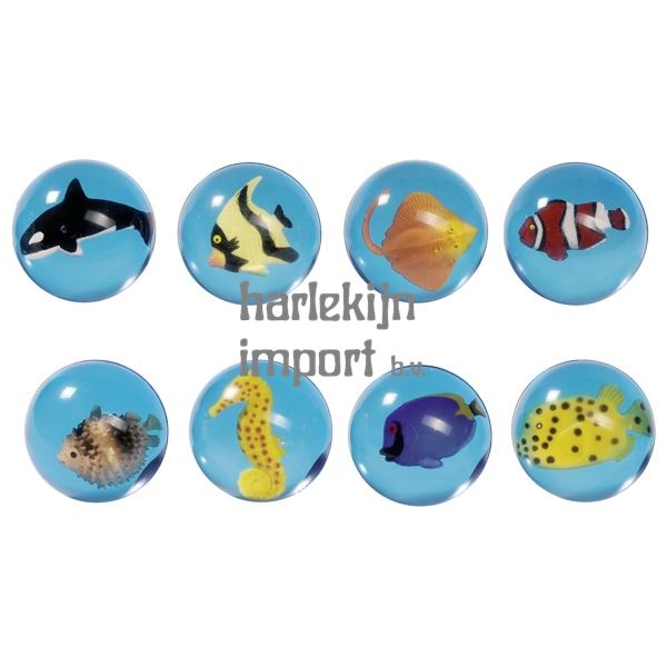 Stuiterende bal - 3D vissen. 4,5 cm. 8 a