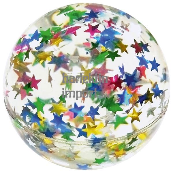 Stuiterende bal - glittersterren. 4,3 cm