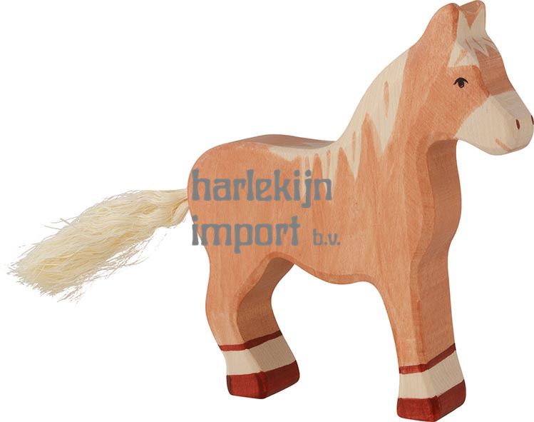 Holztiger paard, staand, lichtbruin. 14 afbeelding