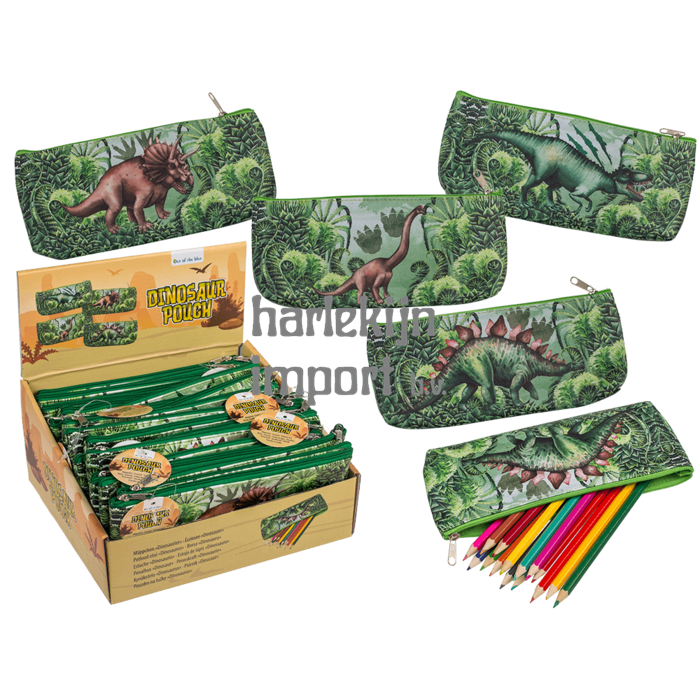 Dsp etui dinosaurus, 21x9,5 cm. 4 ass.