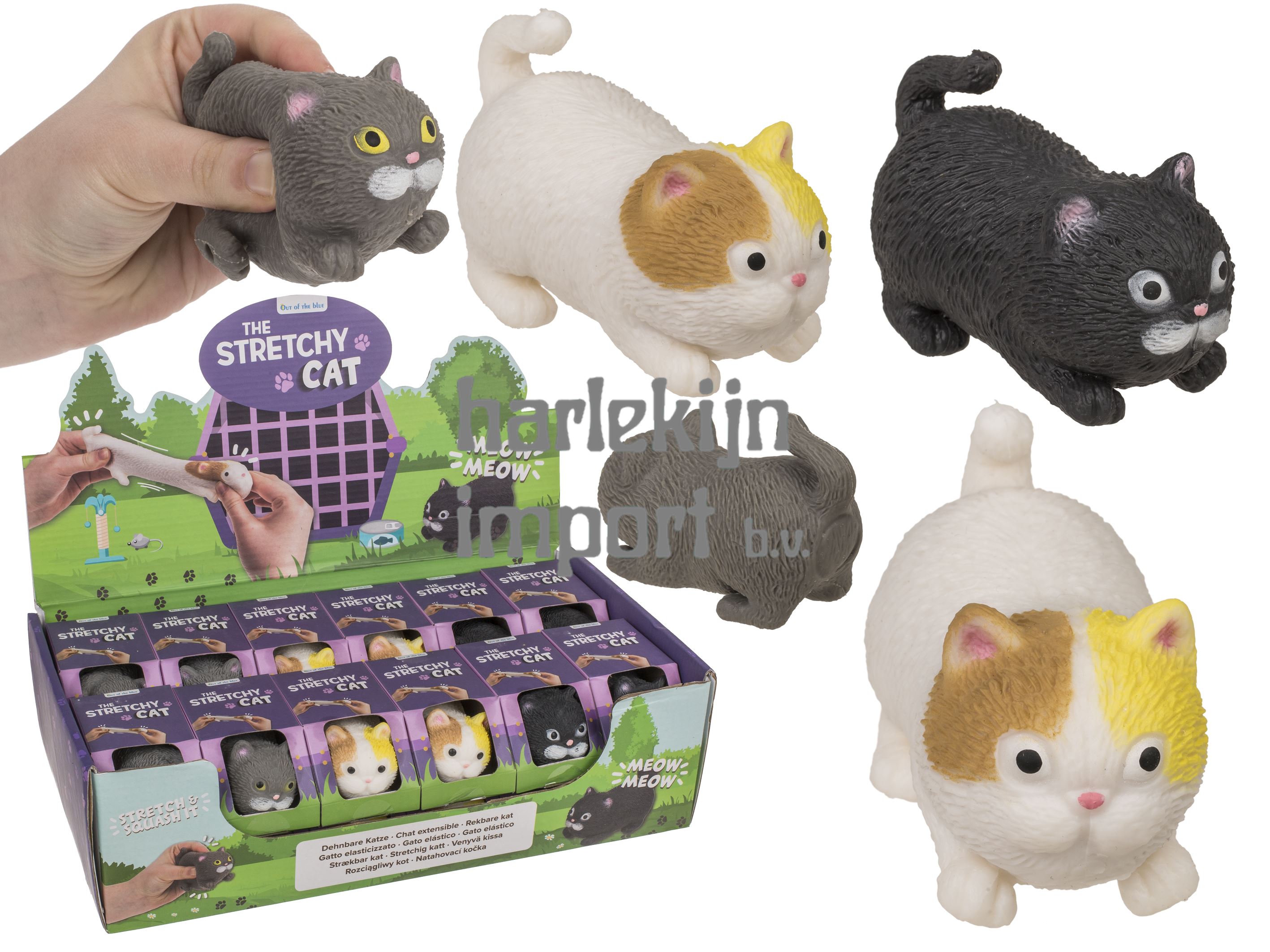 Dsp strech kat, 9 cm, 3 ass. 24 stuks in