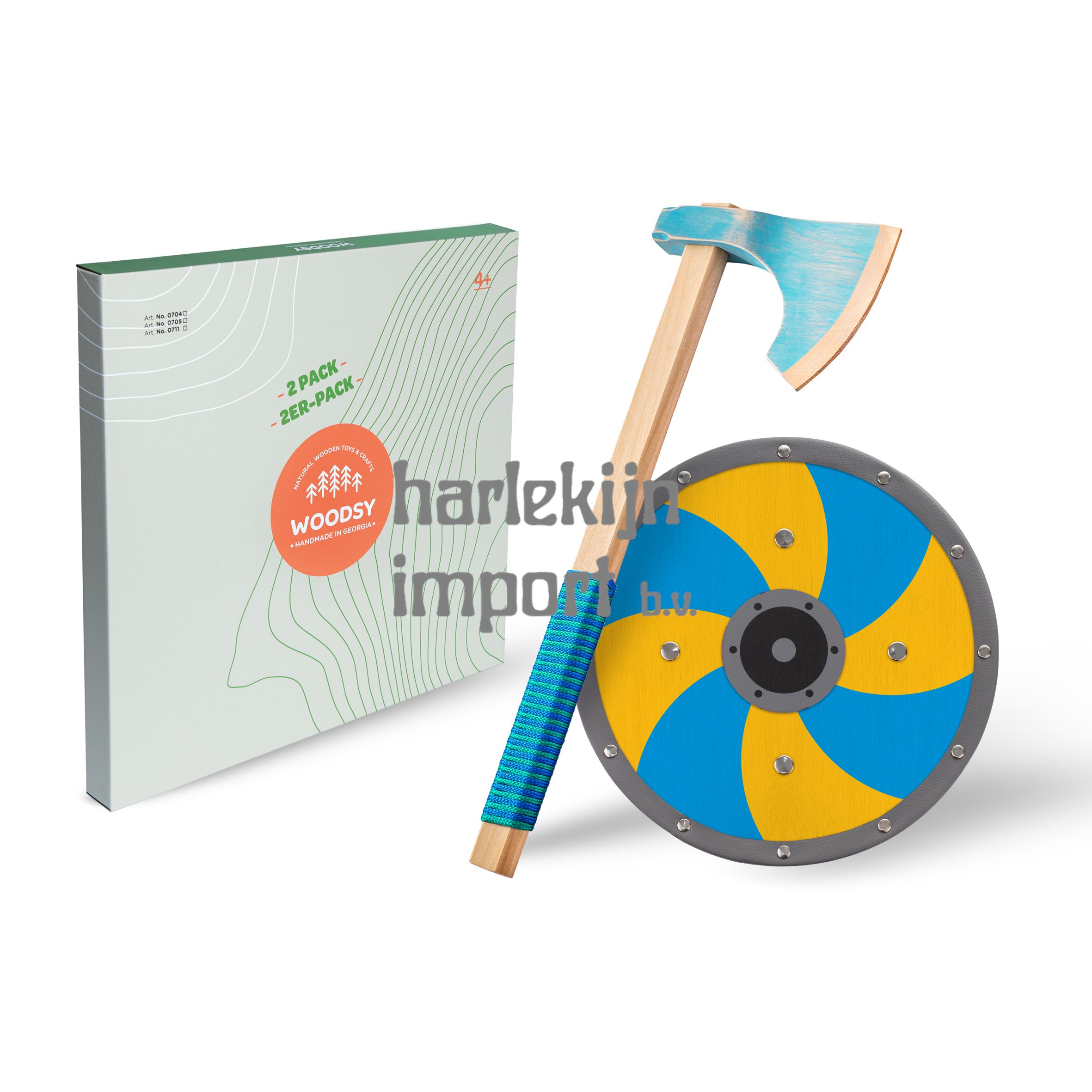 Woodsy Viking Houten bijl met schild. 4+