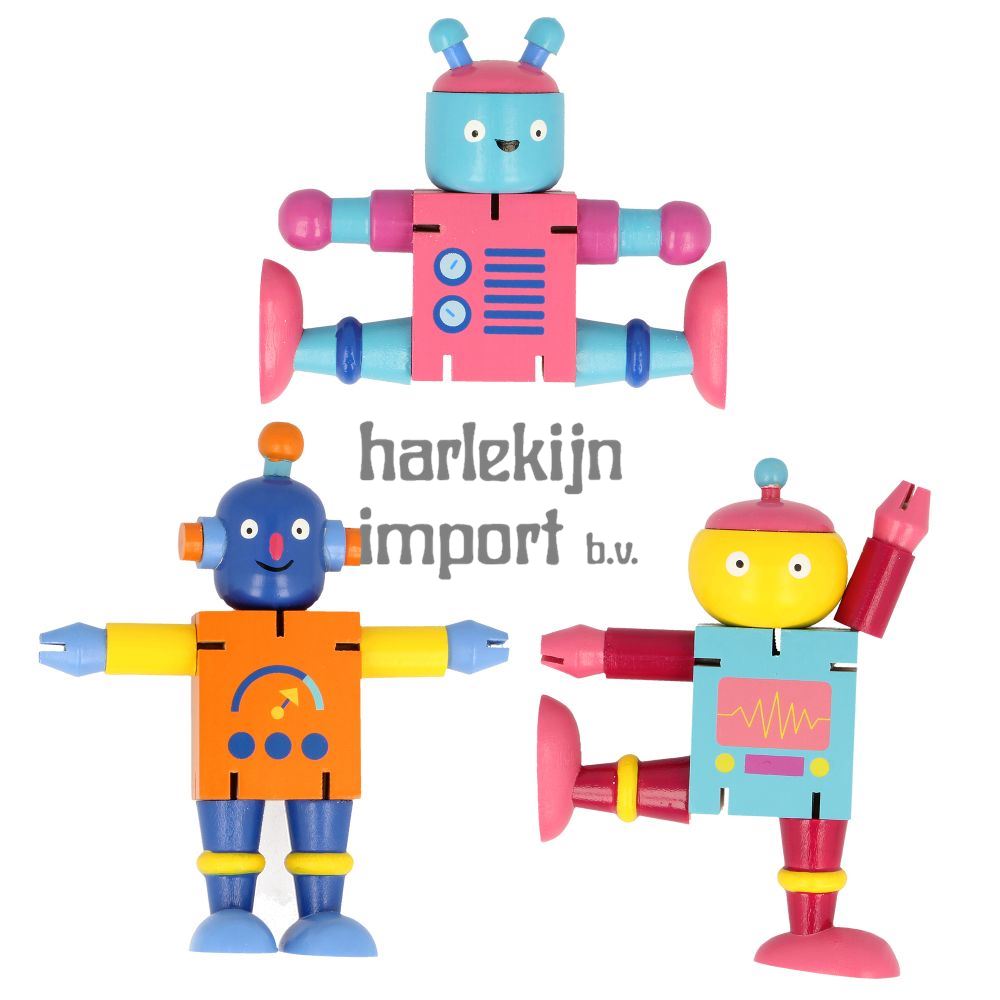Flexi houten Robots.FSC. 12 stuks. 3+