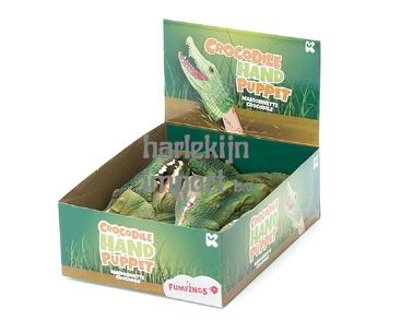 Handpop rubber krokodil. 12cm. 3+