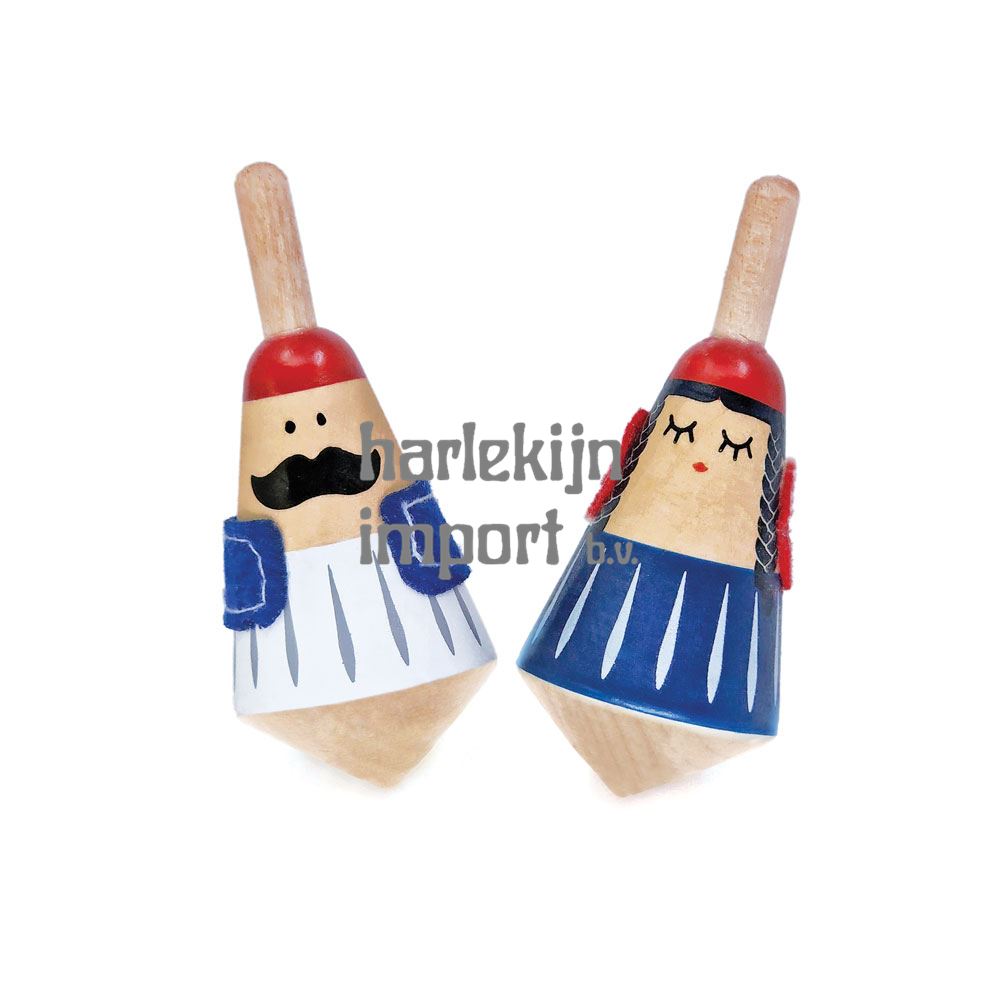 Set Houten tollen Grieks figuren. 5+