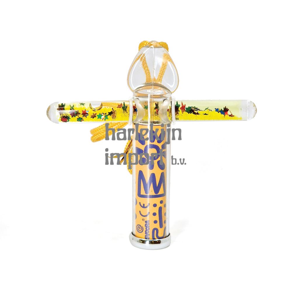 Mini Liquid caleidoscope geel. 14x2x11 c