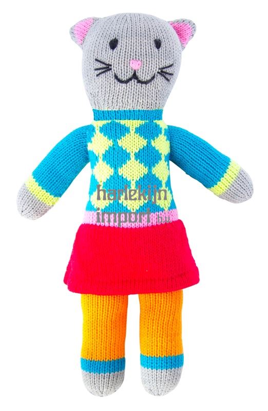 Knuffel gebreid kat Tess 36 cm