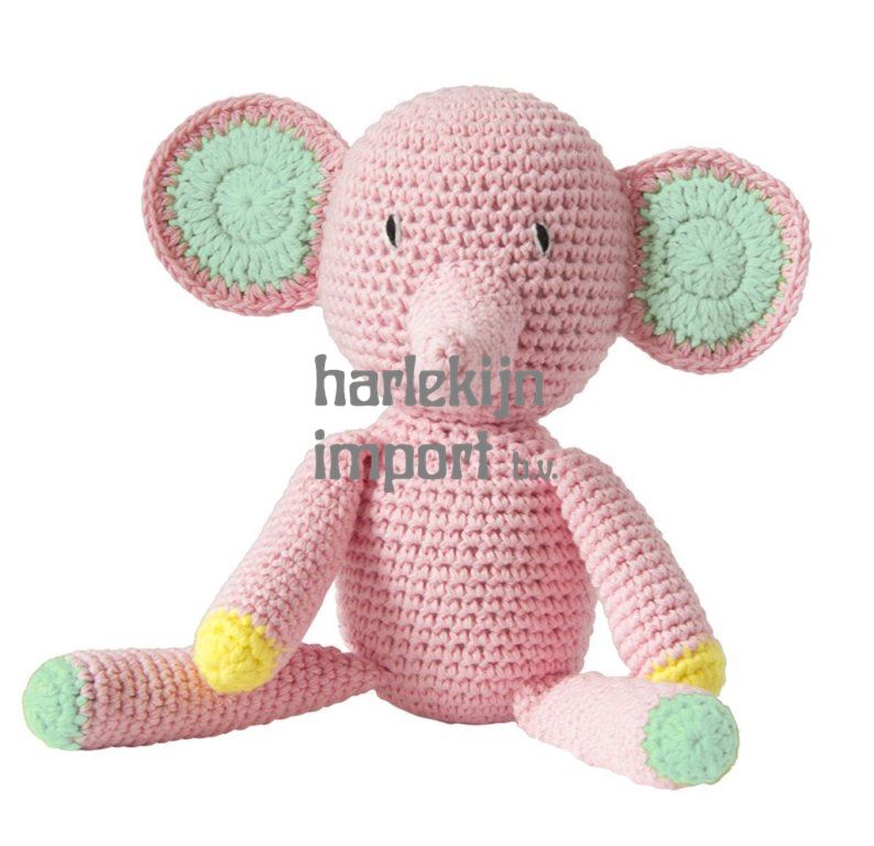 Knuffel gehaakt olifant roze