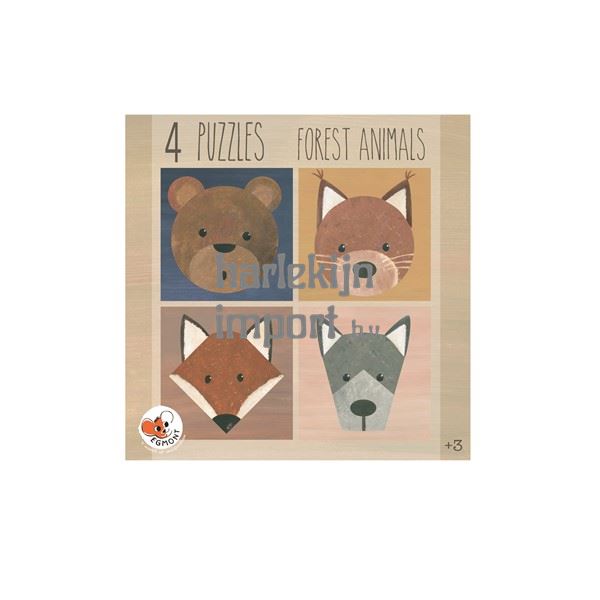 4 Puzzels Bosdieren 3+ 23X23X4 cm