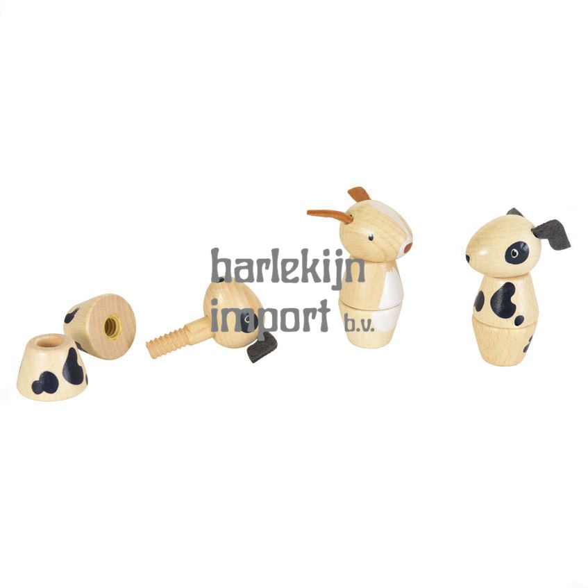Houten bouwpakket hond, 2 ass 8 st 2+