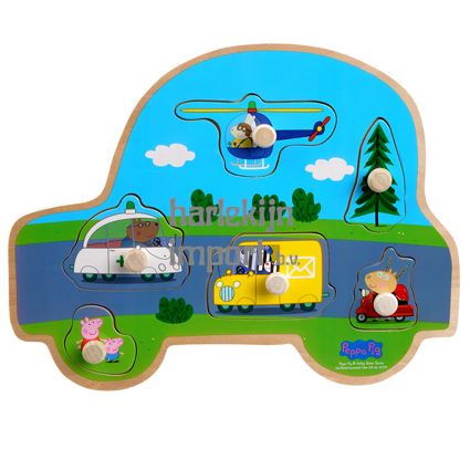 Peppa Pig houtenknoppuzzel. Vervoer. 3+