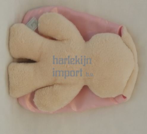 Snuggle Bunny beige met roze oren. 26 cm