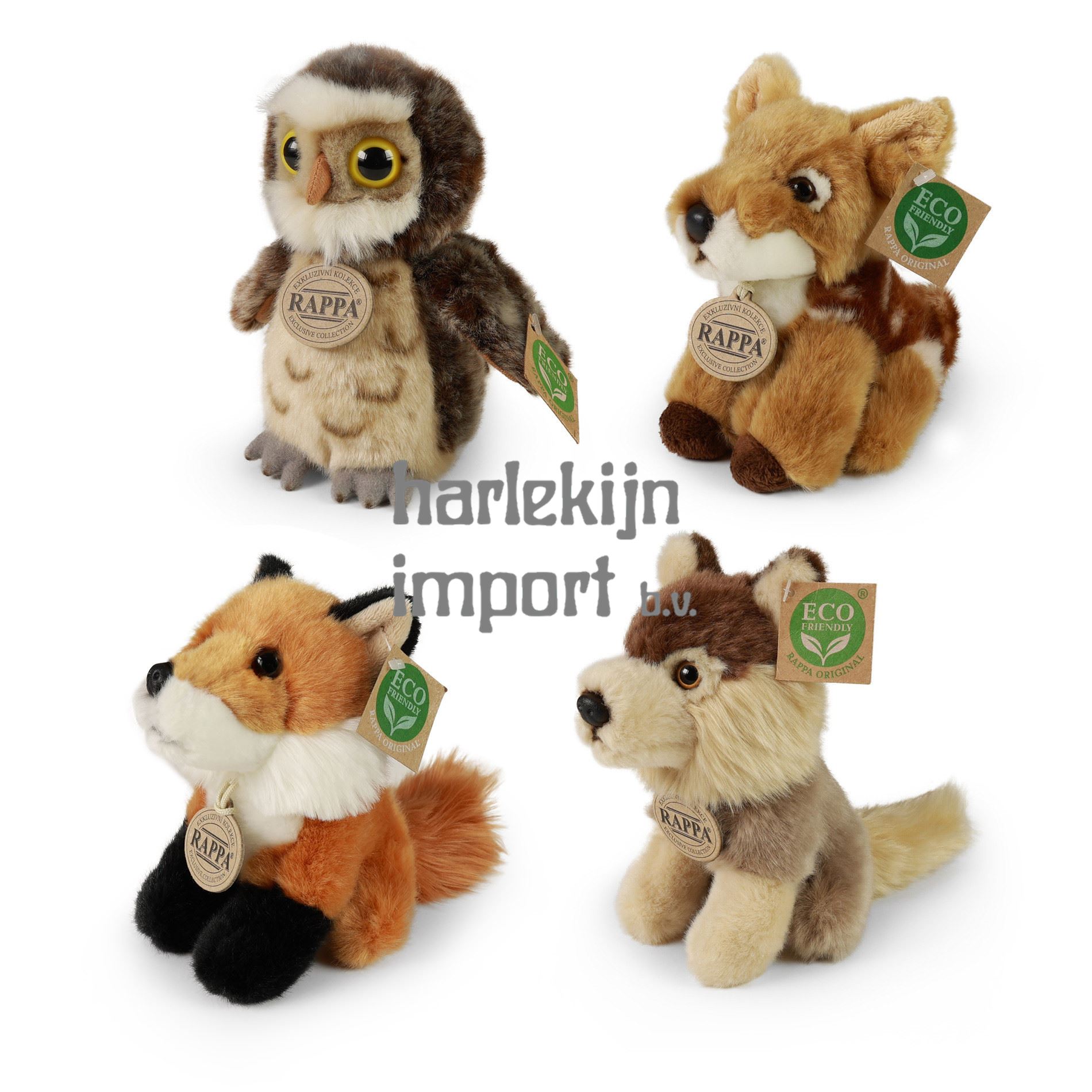 Pluche wilde dieren assorti 16 cm ECO-VR