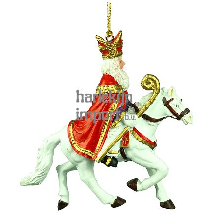 Polystone Sinterklaas op paard. (voor).