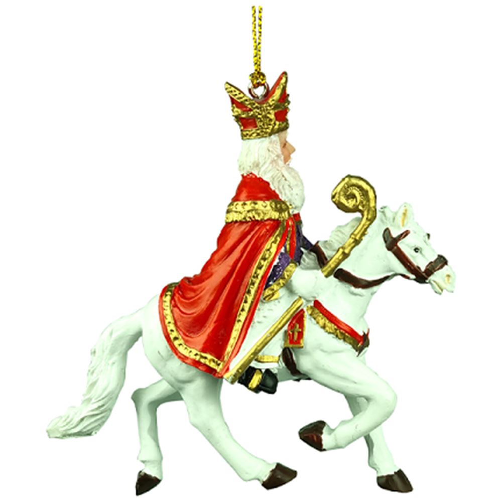 Polystone Sinterklaas op paard. (voor).
