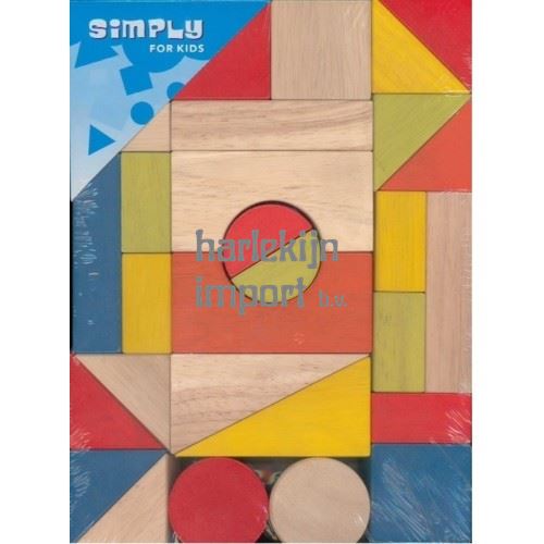 Set houten blokken. 29 delig. 1+