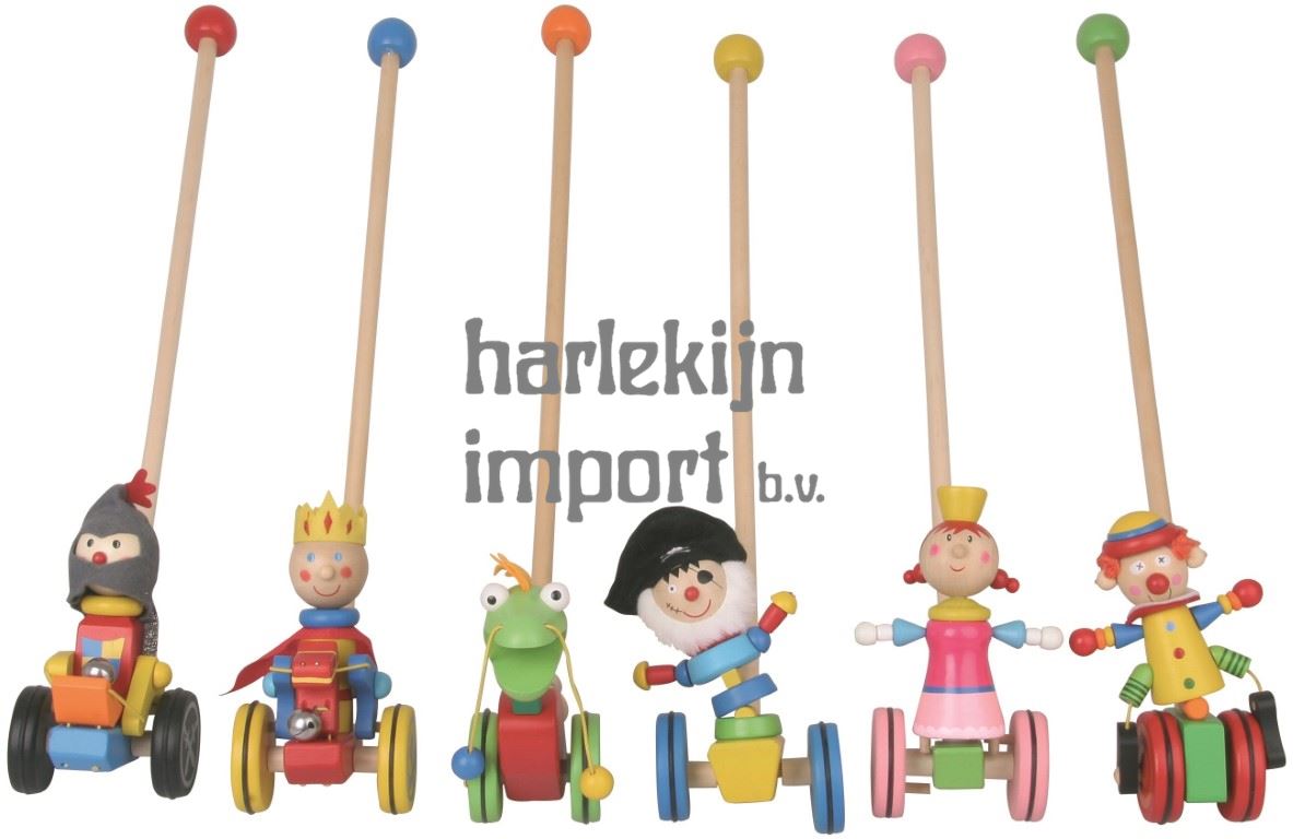 Houten loopstokken 6 assortie. 3+