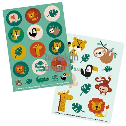 Bora Stickervellen 2 x A6. Jungle. (5 s