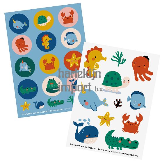 Bora Stickervellen 2 x A6. Zee. (5 sets)