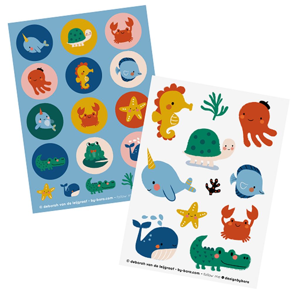 Bora Stickervellen 2 x A6. Zee. (5 sets)