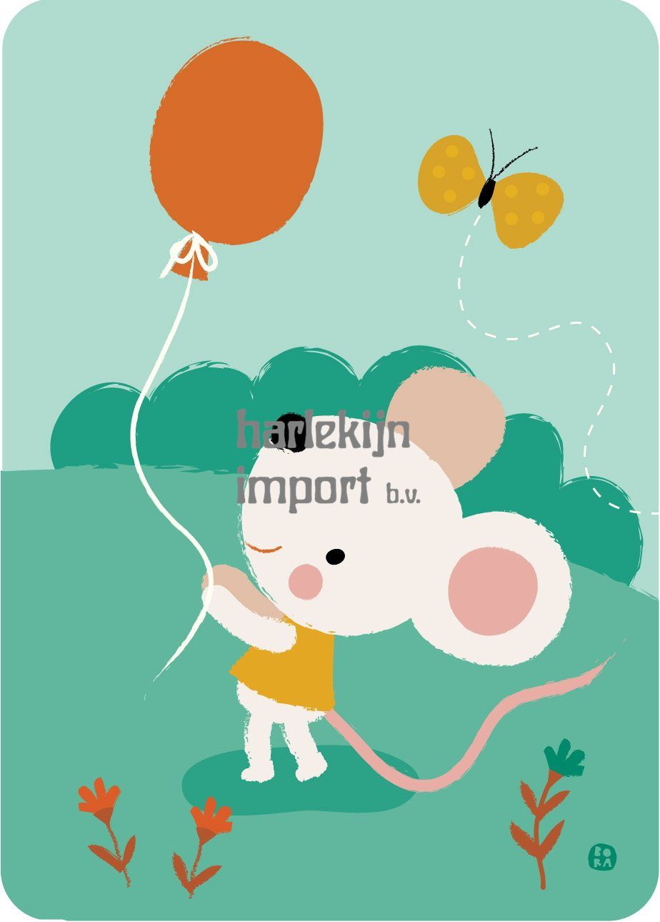 Bora Balloon mouse ansichtkaart