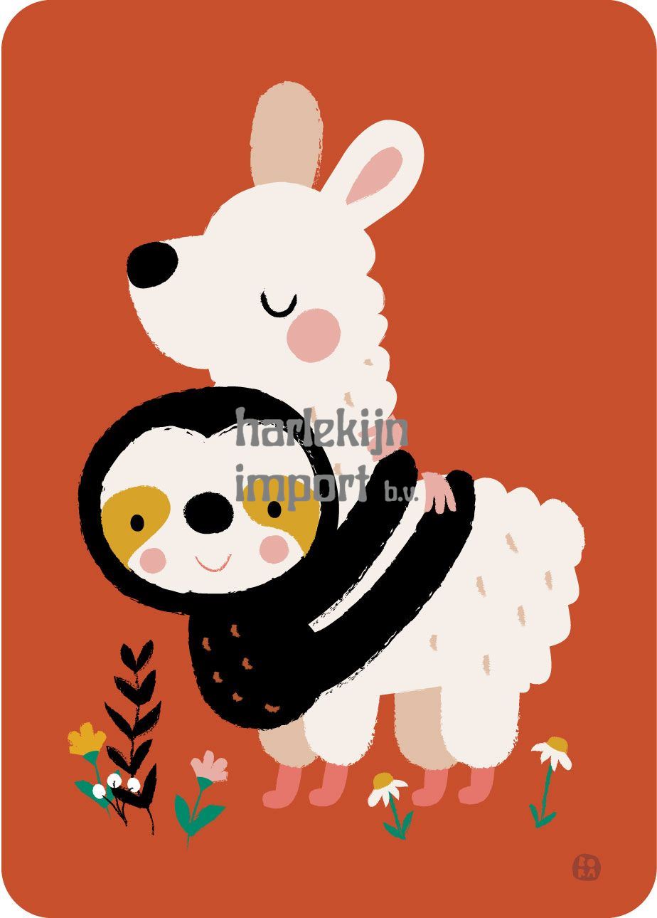 Bora Luiaard alpaca hug ansichtkaart