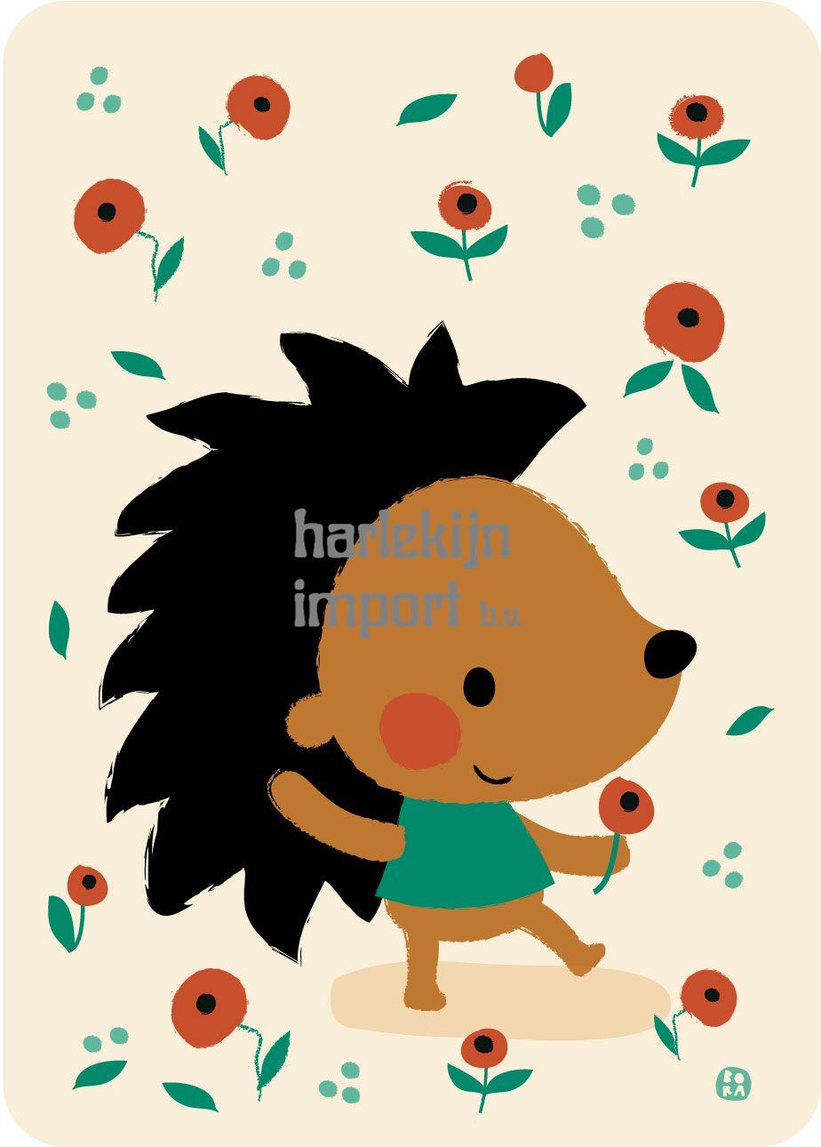 Bora Poppy hedgehog ansichtkaart