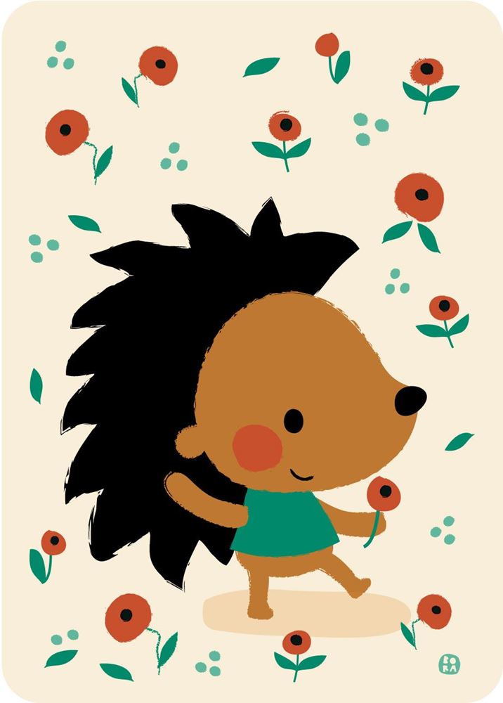 Bora Poppy hedgehog ansichtkaart