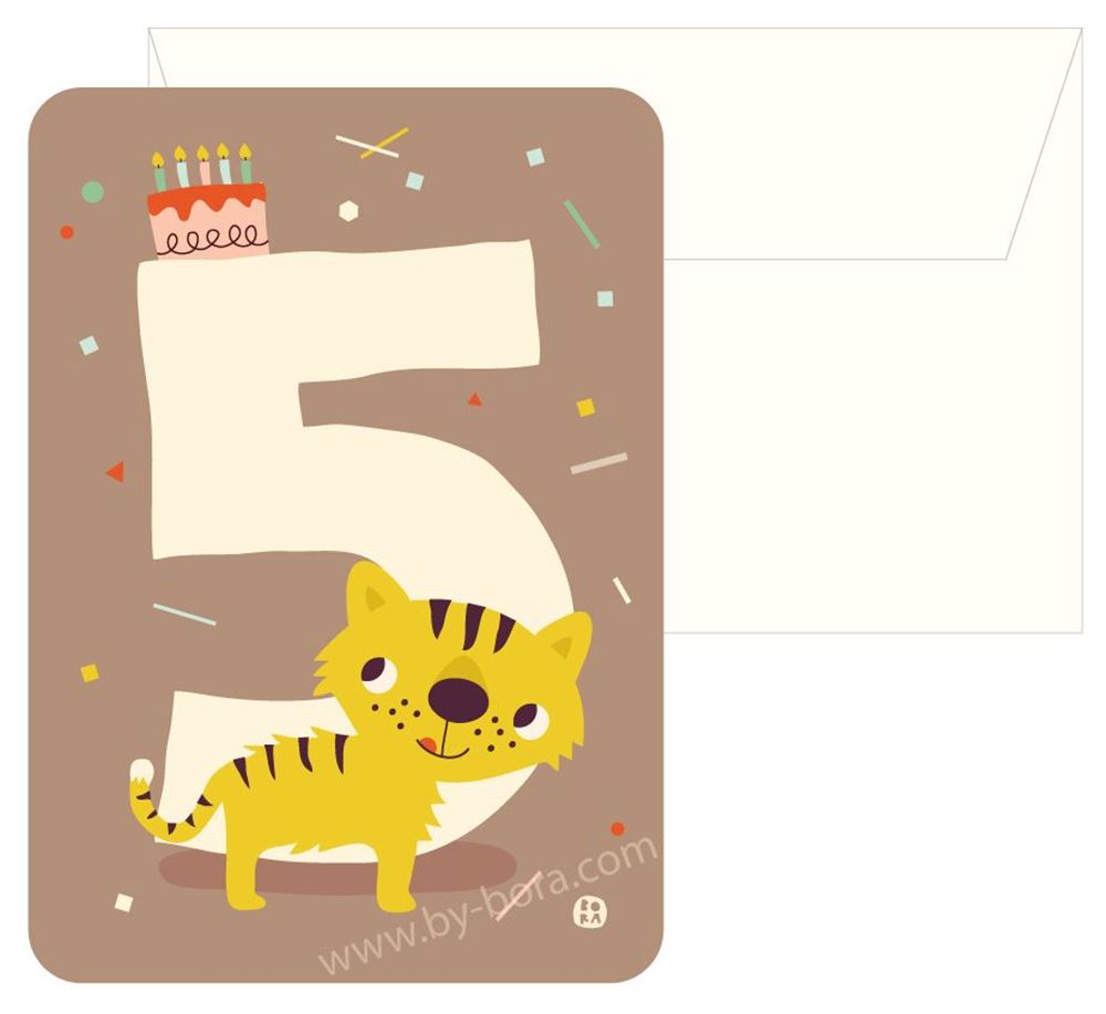 Bora Verjaardagskaart+envelop Tiger 5