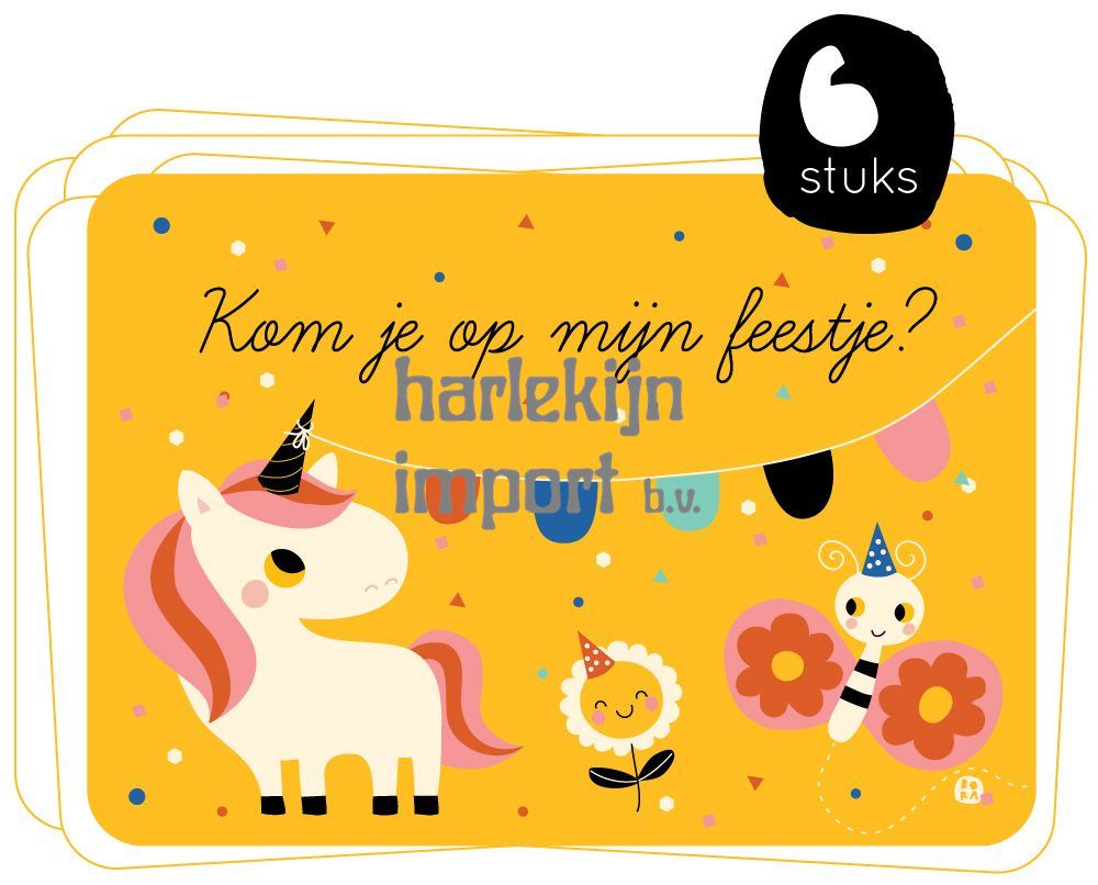 Uitnodiging: 6 kaarten Eenhoorn.