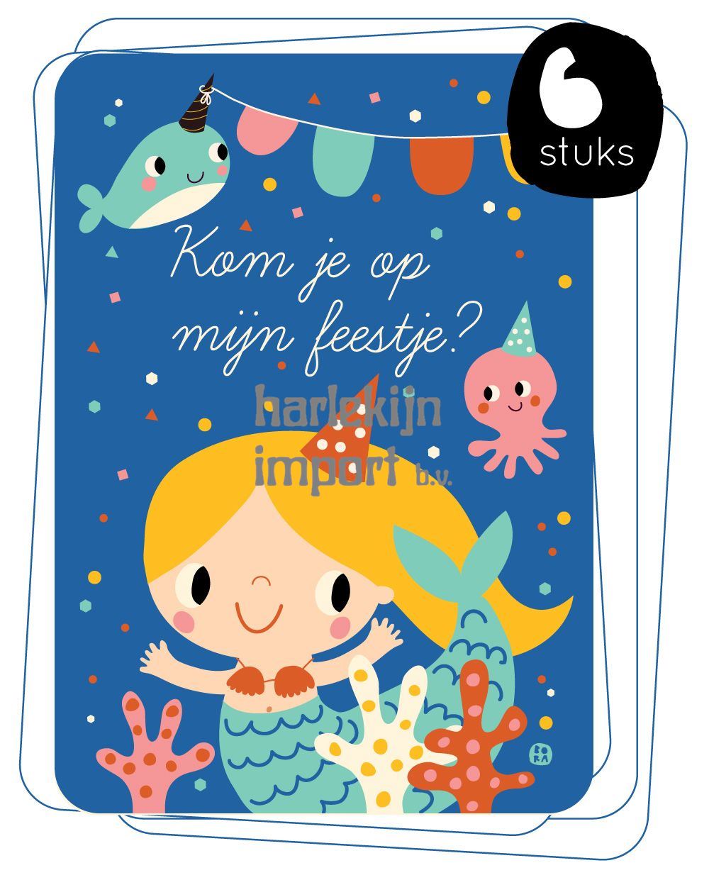 Uitnodiging: 6 kaarten Zeemeermin.
