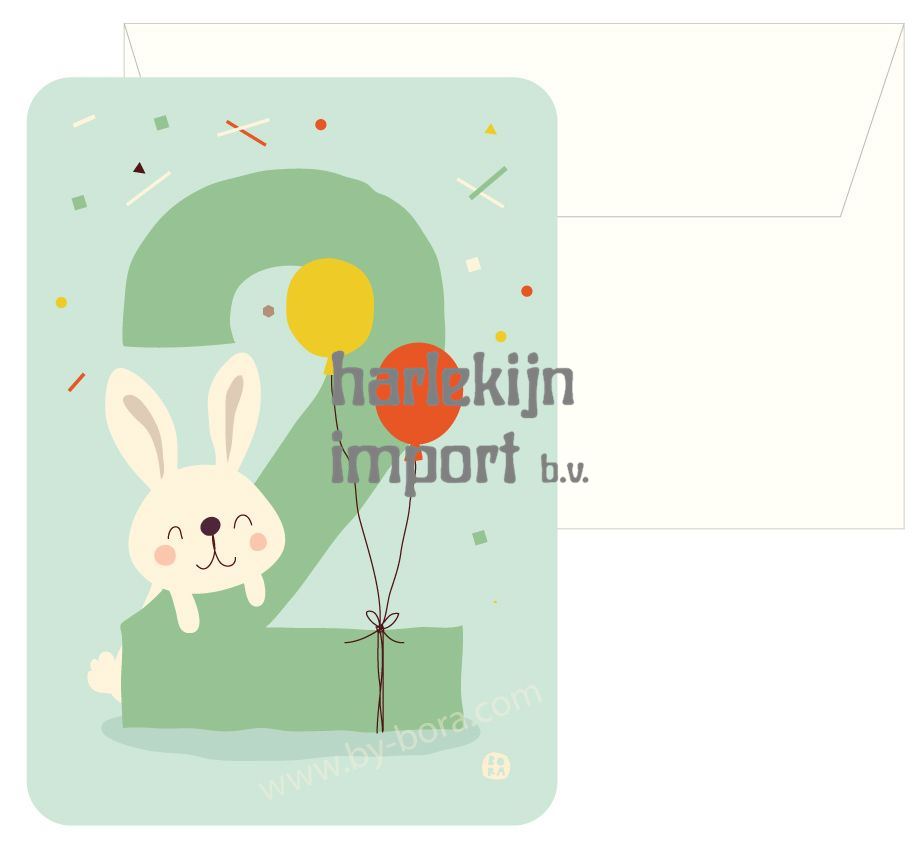Bora Verjaardagskaart+envelop Bunny 2