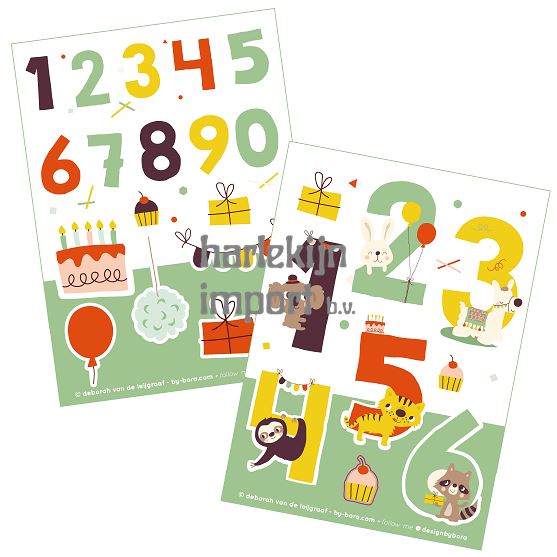 Bora Stickervellen 2 x A6. Numbers. (5