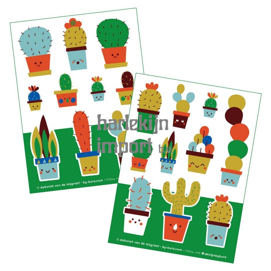 Bora Stickervellen 2 x A6. Cactus. (5