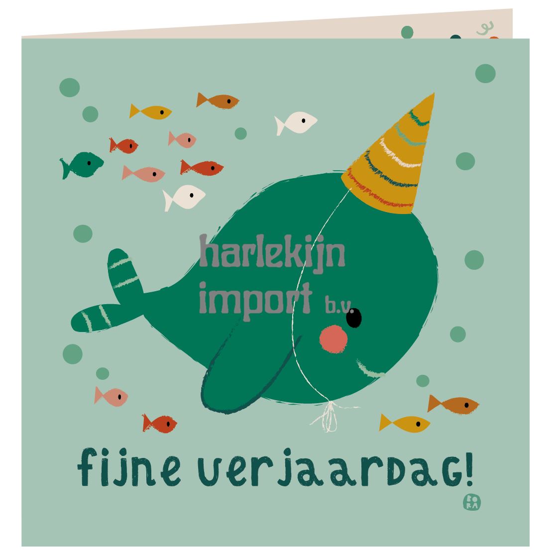 Zee Verjaardagskaart+envelop. Narwal fee