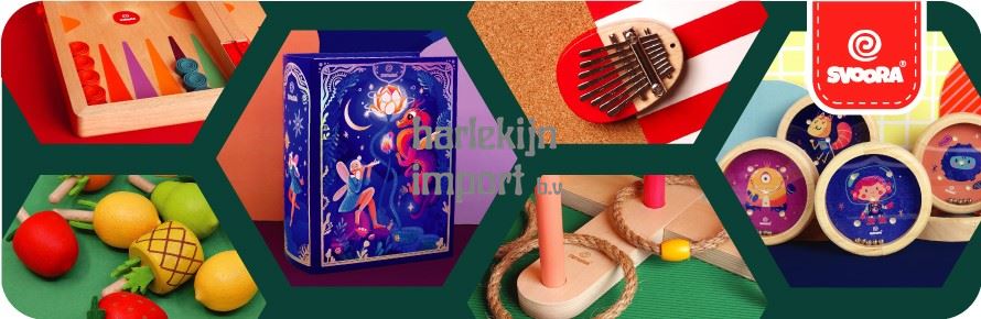 SVOORA houtenspeelgoed, tollen, muziekdozen en spellen
