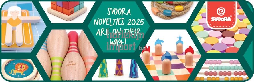 SVOORA houtenspeelgoed, tollen, muziekdozen en spellen